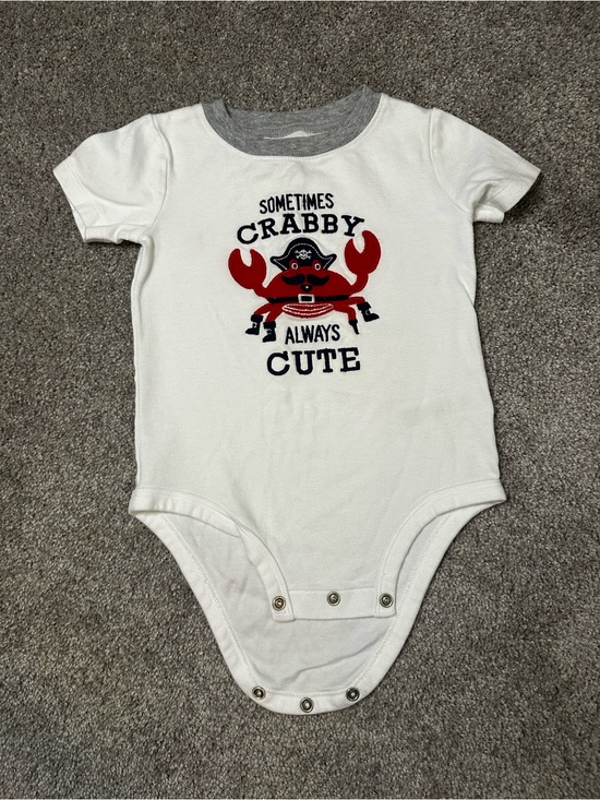 Carter's Other - Carter's White One-Piece with Red Crab Graphic and Gray Trim
